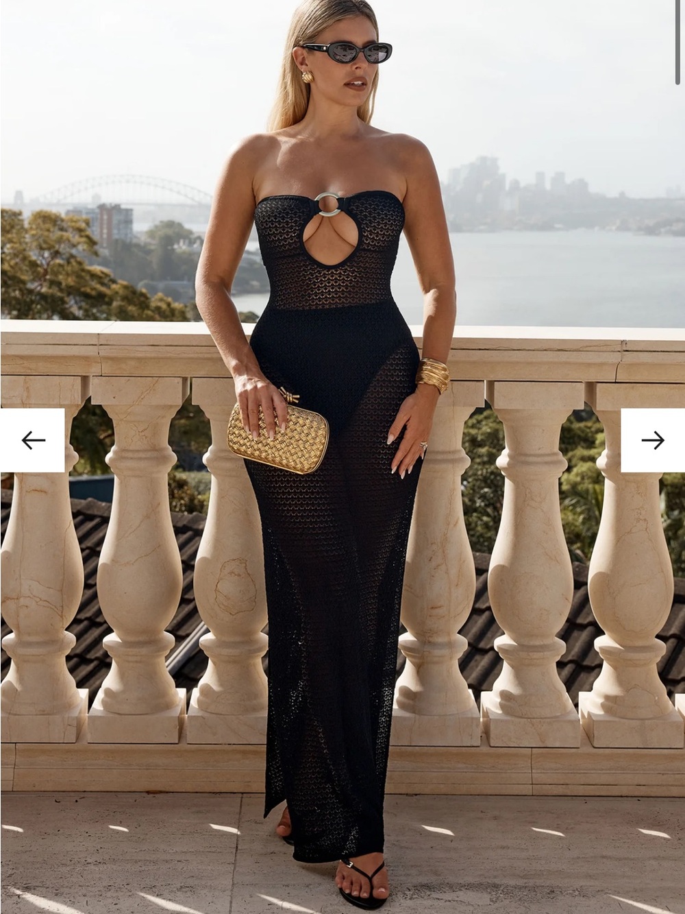 NWT Monday Swimwear MONTEGO BANDEAU DRESS - BLACK LACE CROCHET L